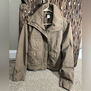 Brown/green khaki J. Crew bomber jacket. Size 8.